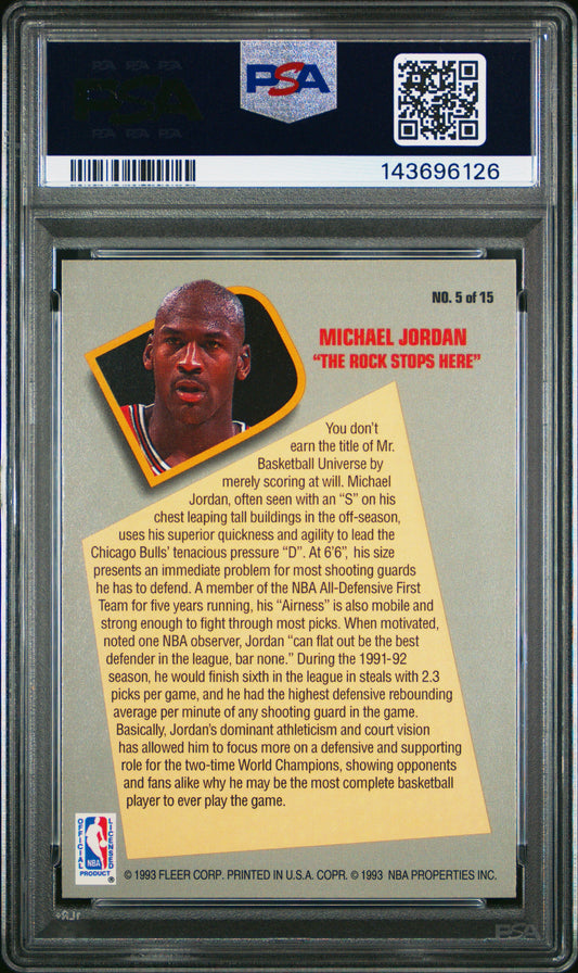 Michael Jordan 1992 Fleer Total D psa 8 #5 Chicago Bulls