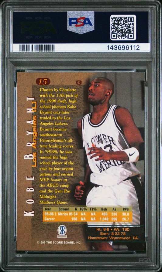 Kobe Bryant 1996 Score Board Autographed Basketball RC psa 9 #15