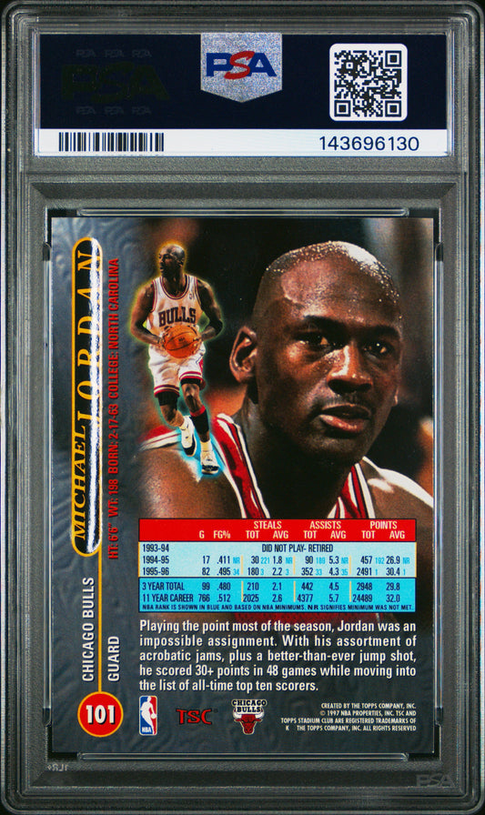 Michael Jordan 1996 Topps Stadium Club psa 9 #101 Chicago Bulls