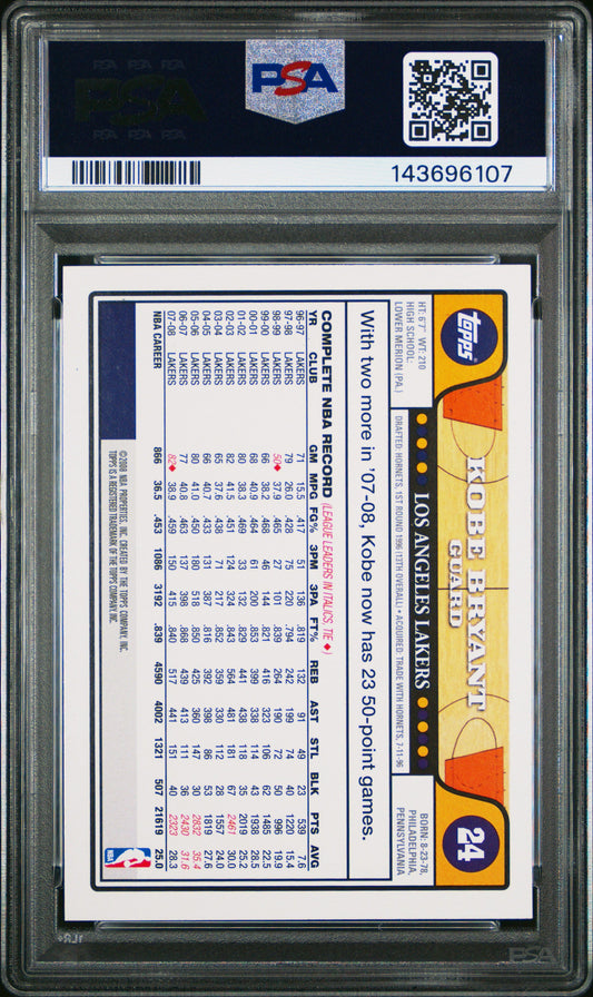 Kobe Bryant w/ Lebron James 2008 Topps psa 10 #24 Los Angeles Lakers