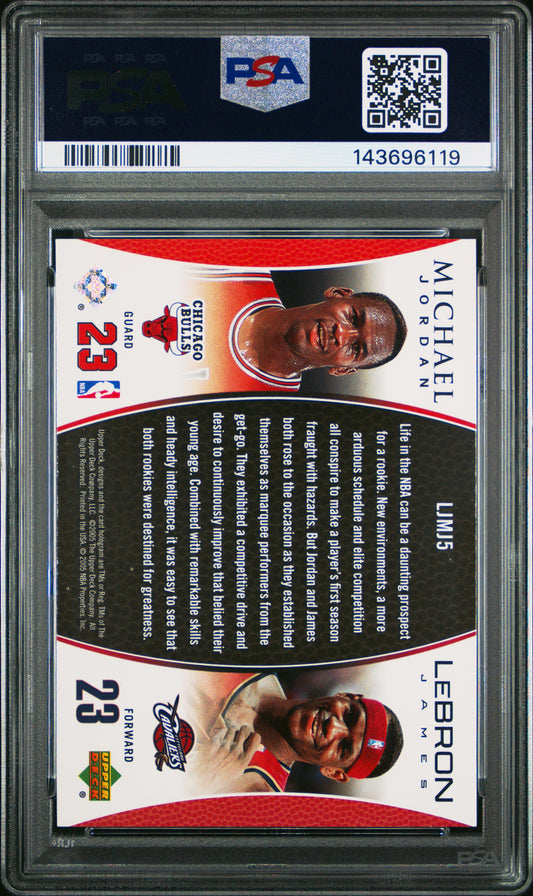 Michael Jordan Lebron James 2005 Upper Deck Bonus Pack psa 8 #LJMJ5