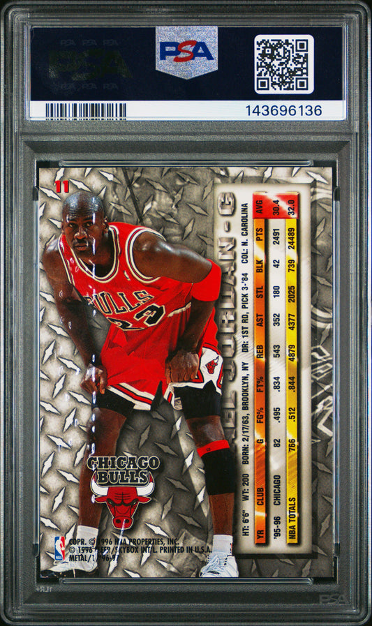Michael Jordan 1996 Fleer Metal psa 9 #11 Chicago Bulls