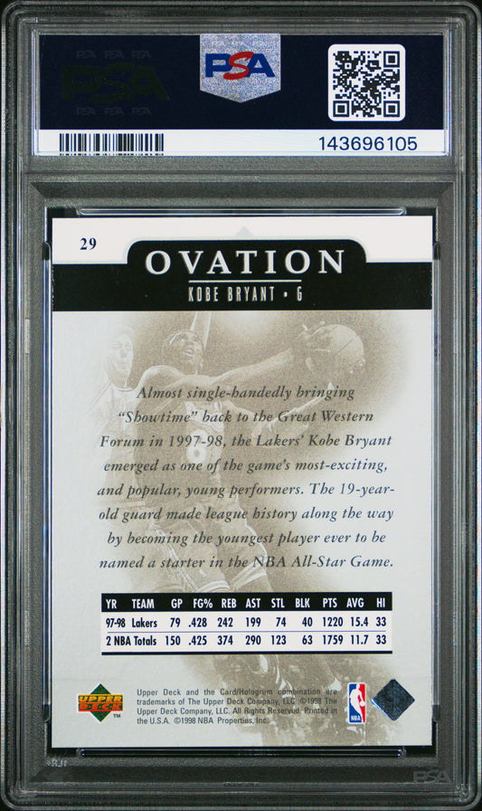 Kobe Bryant 1998 Upper Deck Ovation psa 10 #29 Los Angeles Lakers