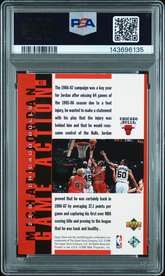Michael Jordan 1998 Upper Deck MJ Living Legend Game Action Red /2300 psa 8 #G7