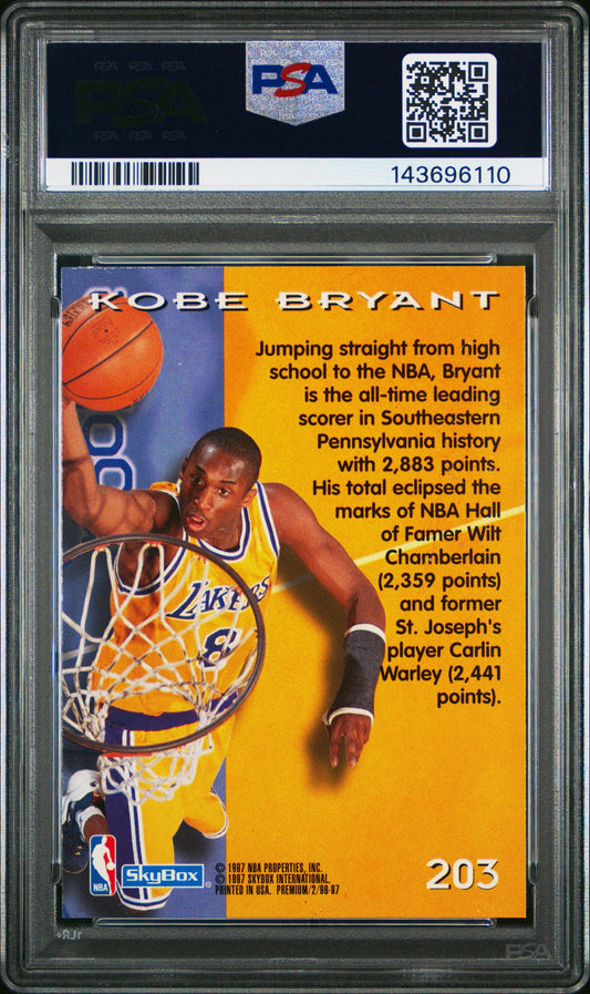Kobe Bryant 1996 Skybox Premium psa 7 #203 Los Angeles Lakers