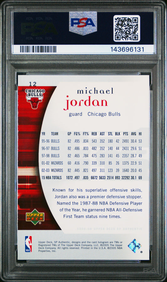 Michael Jordan 2005 SP Authentic psa 10 #12 Chicago Bulls