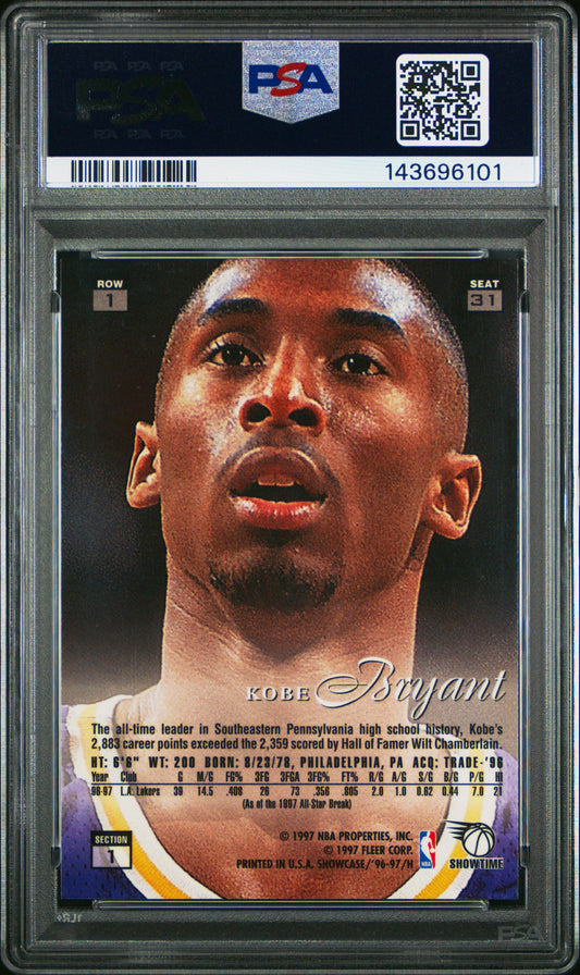 Kobe Bryant 1996 Flair Showcase Row 1 psa 8 #31 Los Angeles Lakers