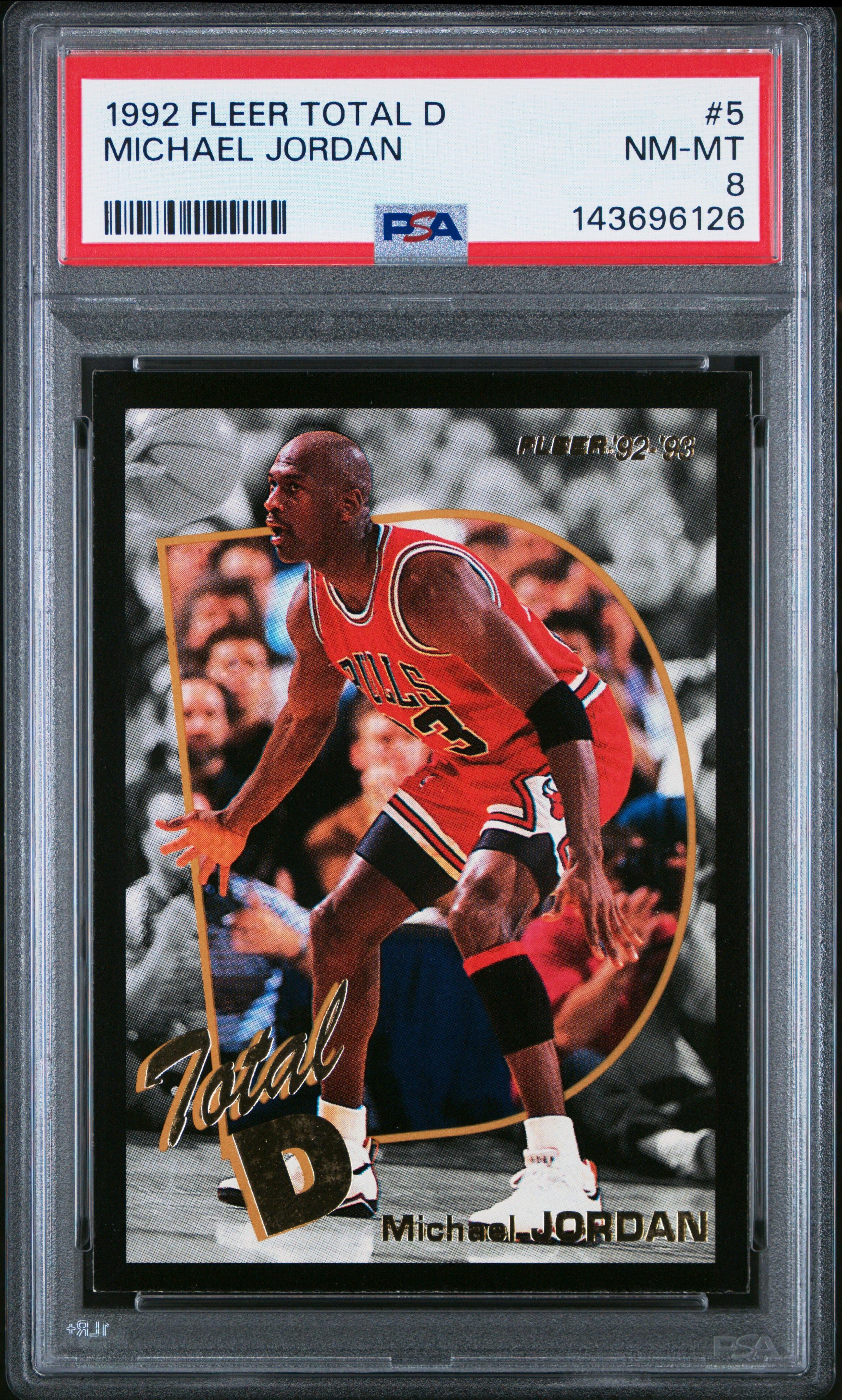 Michael Jordan 1992 Fleer Total D psa 8 #5 Chicago Bulls