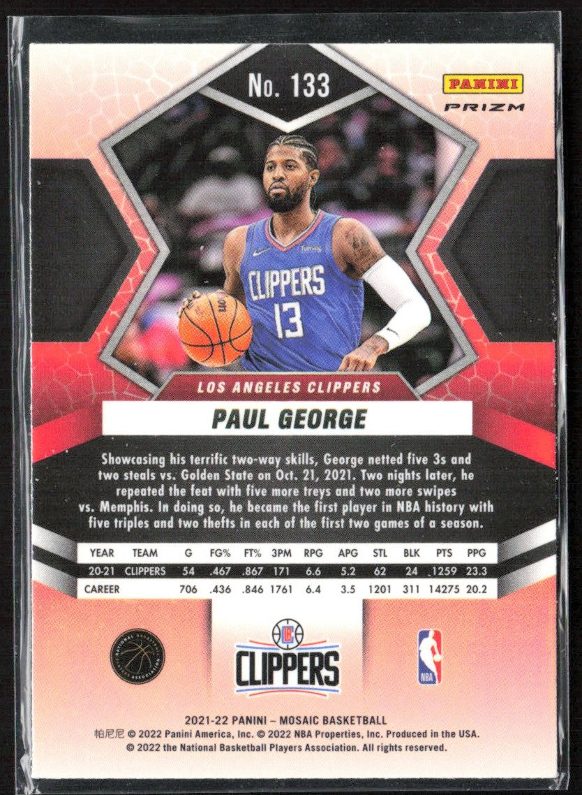 Paul George 2021 Panini Mosaic Fast Break #133 Los Angeles Clippers
