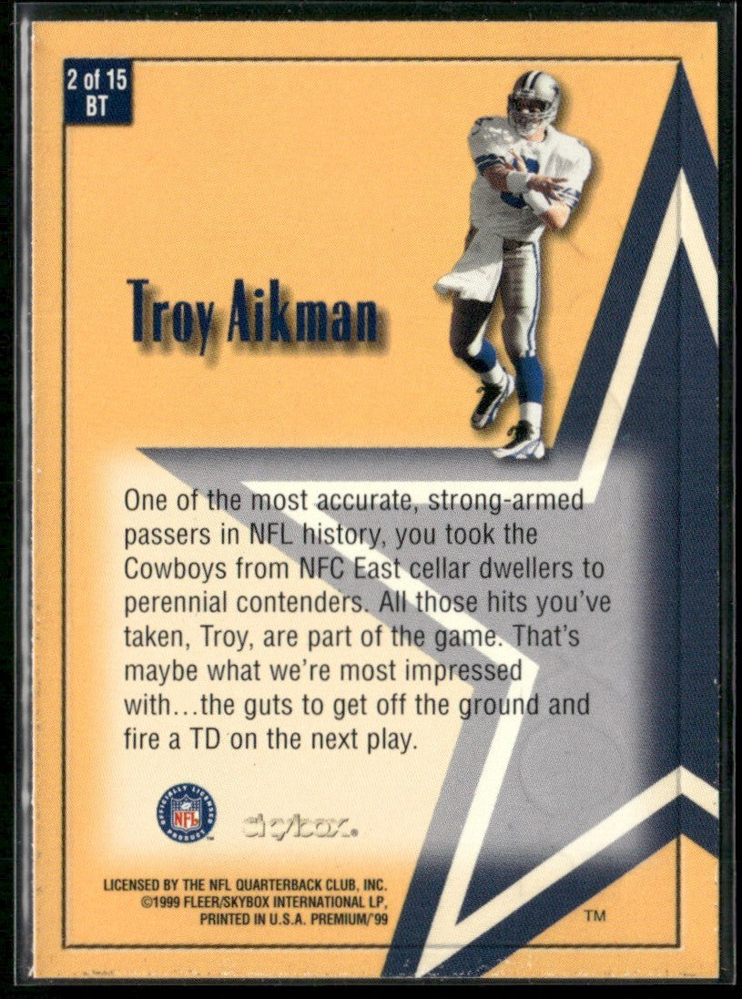 Troy Aikman 1999 SkyBox Premium Box Tops #2BT Dallas Cowboys