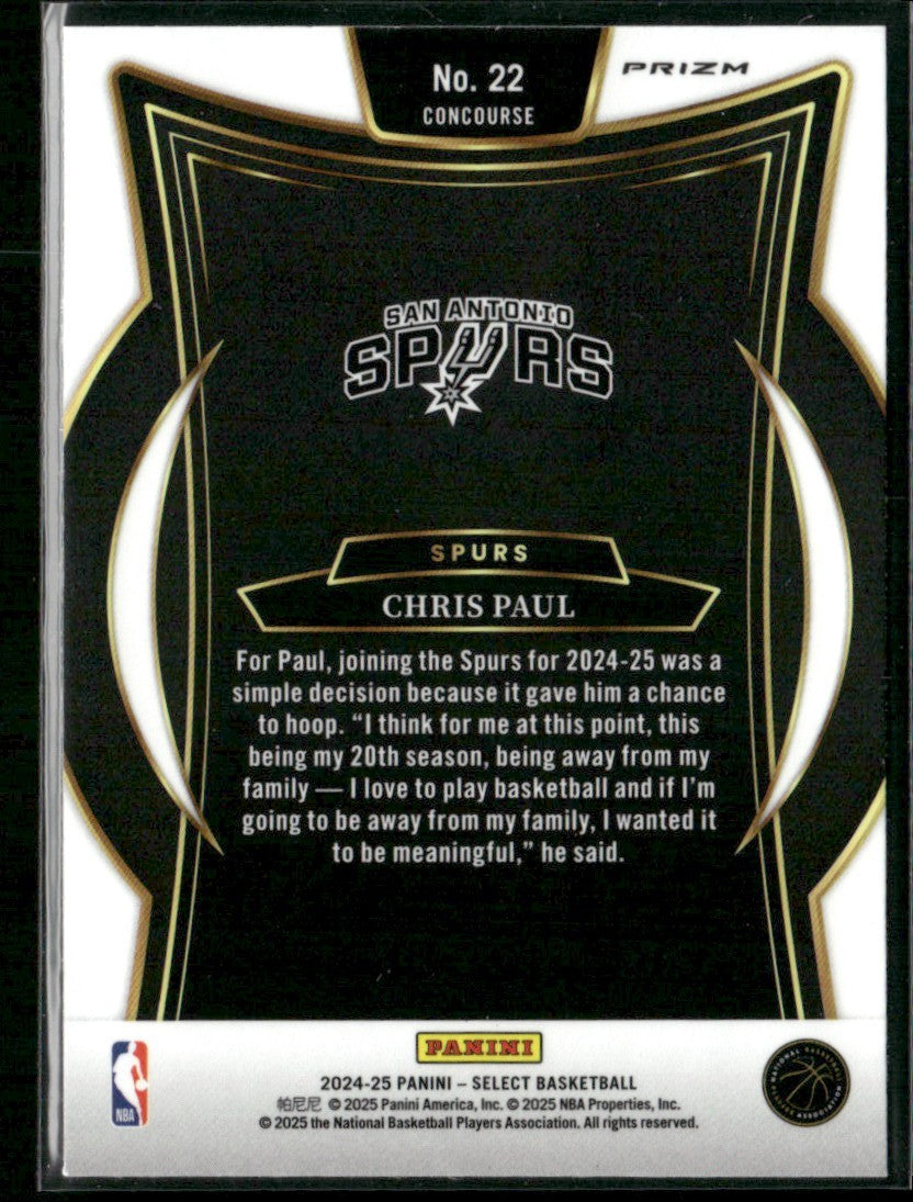 Chris Paul 2024 Panini Select Concourse Green White Purple Prizm #22