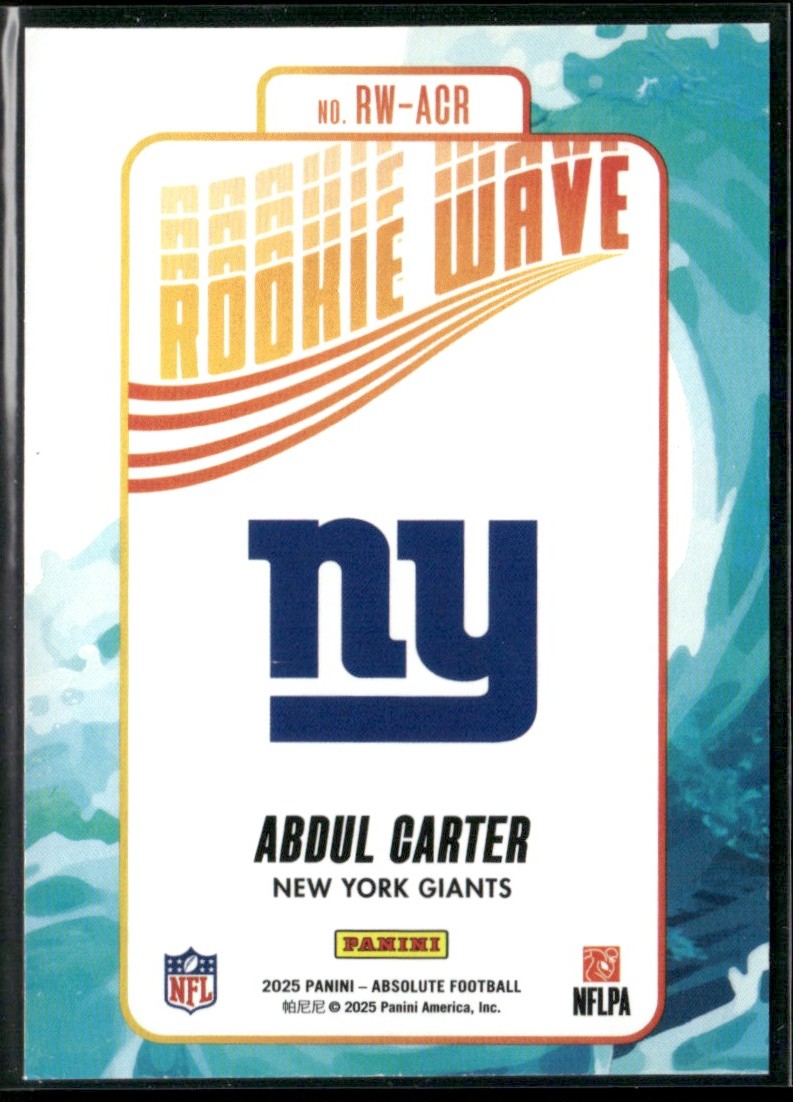 Abdul Carter 2025 Panini Absolute Rookie Wave RC #RW-ACR New York Giants