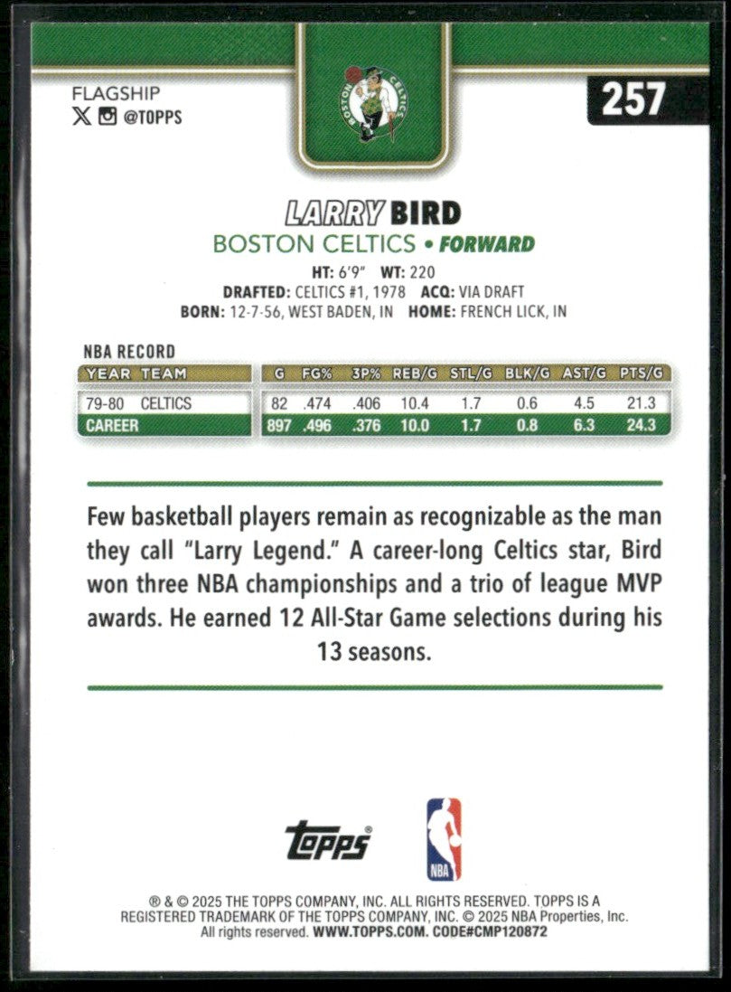 Larry Bird 2025 Topps Rainbow Foil #257 Boston Celtics