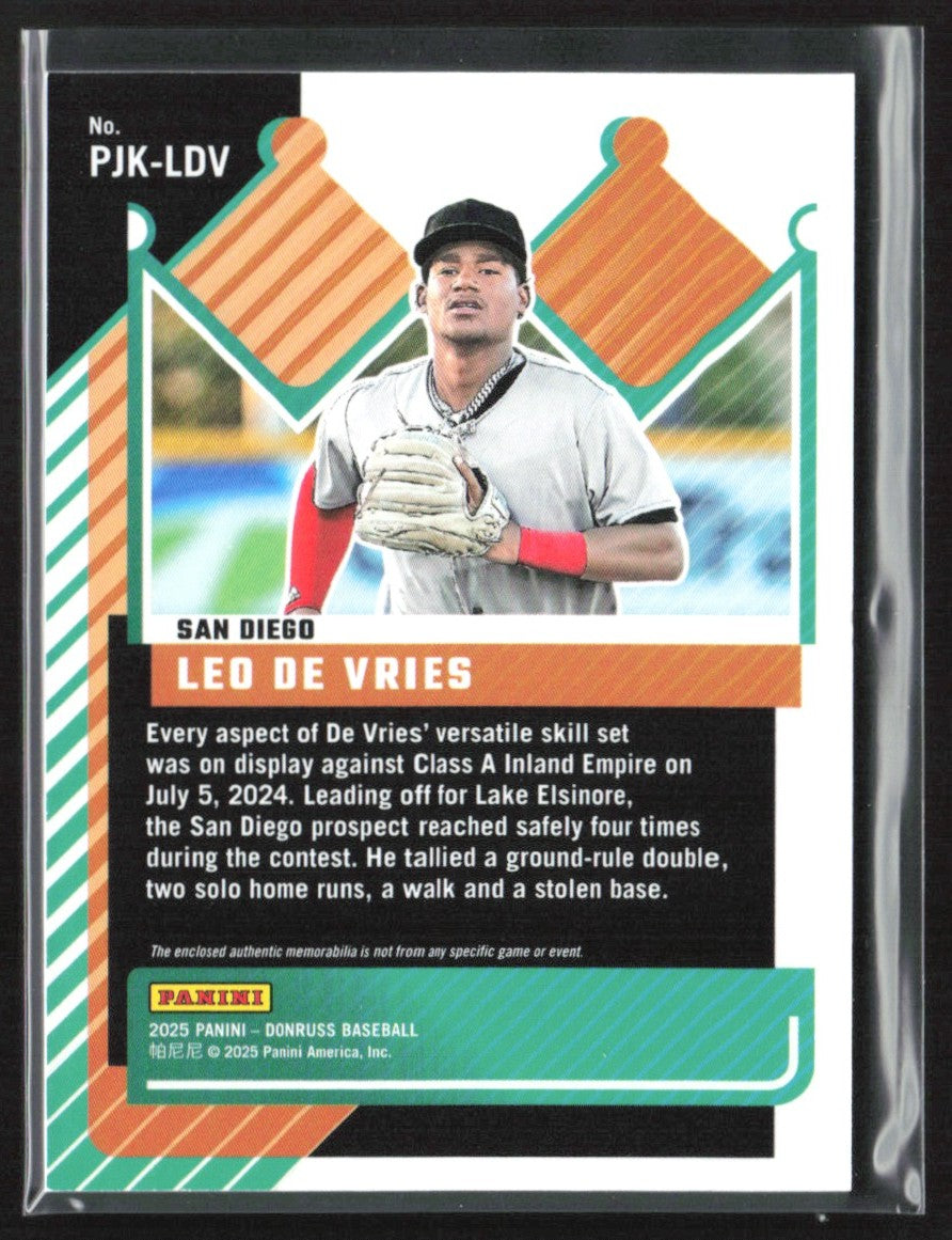 Leo De Vries 2025 Donruss Prospect Jersey Kings Blue Ice Jersey #PJK-LDV