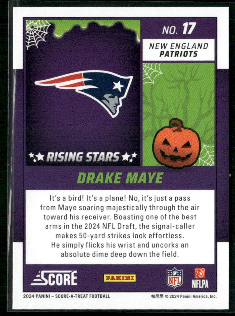 Drake Maye 2024 Score-A-Treat Rising Stars Green Bats RC #17