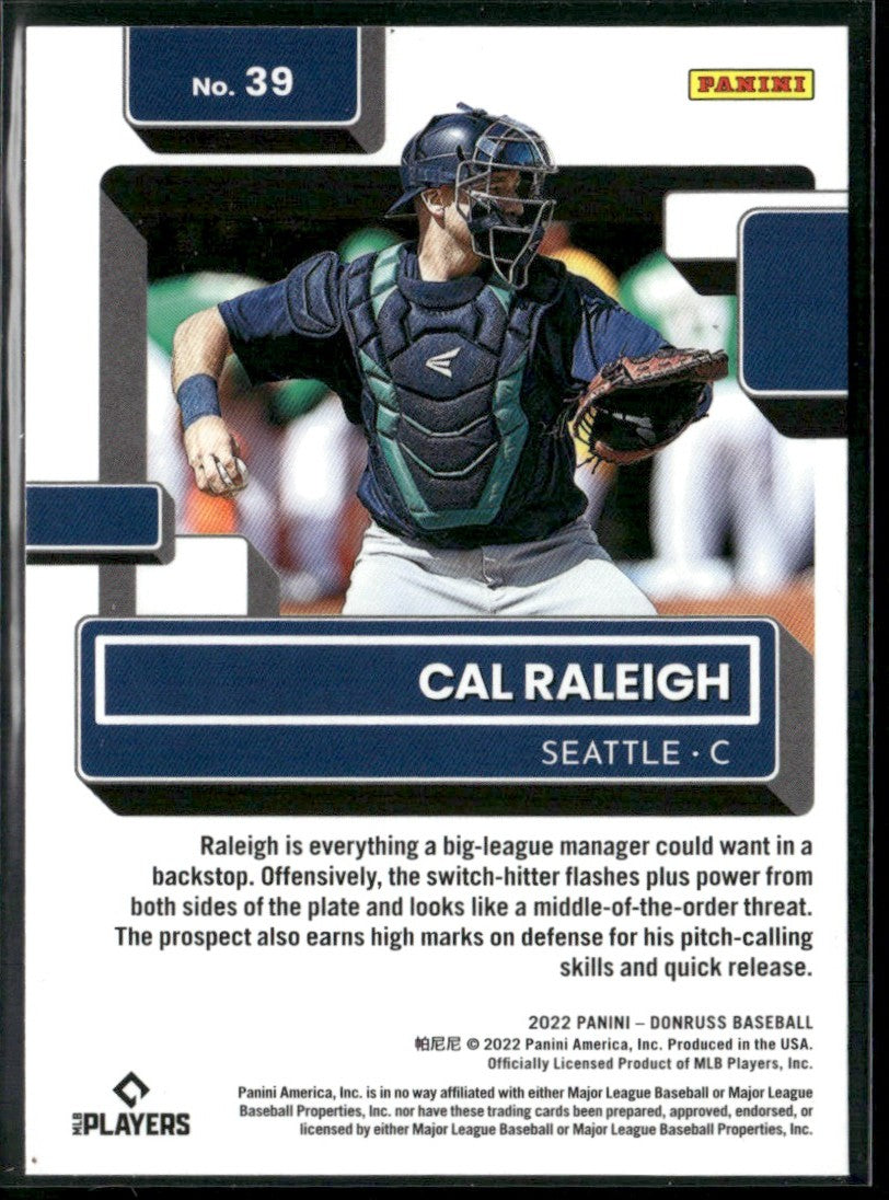 Cal Raleigh 2022 Panini Donruss RC #39 Seattle Mariners