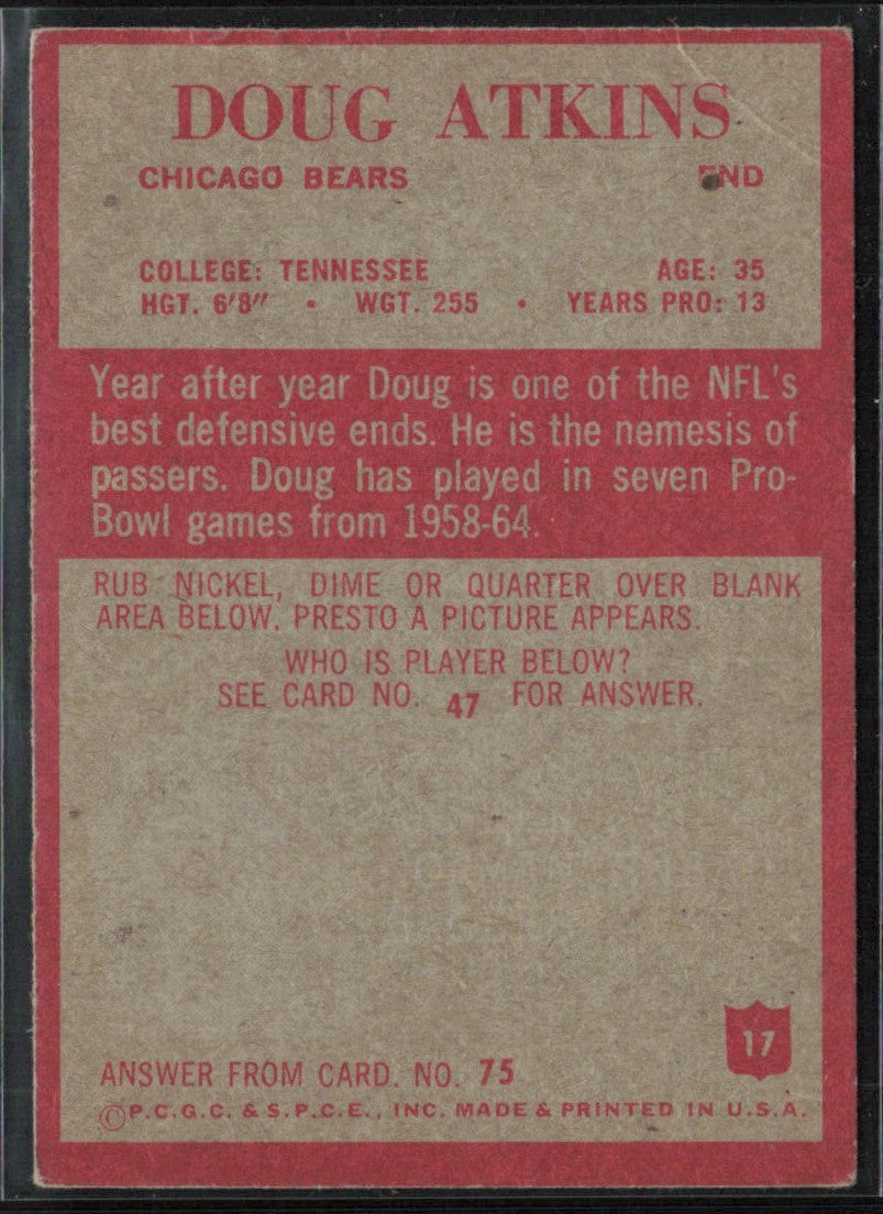 Doug Atkins 1965 Philadelphia #17 Chicago Bears