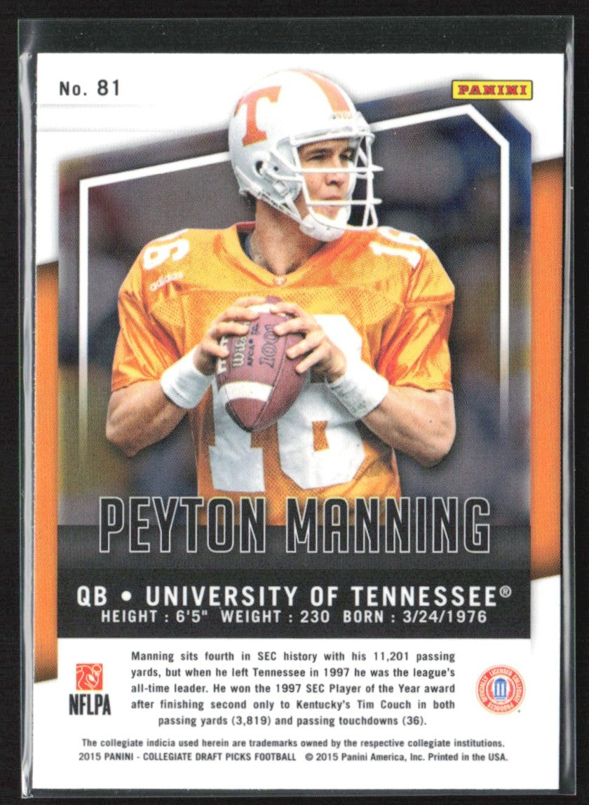 Peyton Manning 2015 Panini Prizm Collegiate Draft Picks #81 Tennessee Volunteers
