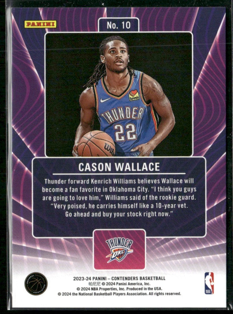Cason Wallace 2023 Panini Contenders Lottery Ticket RC #10 Oklahoma City Thunder