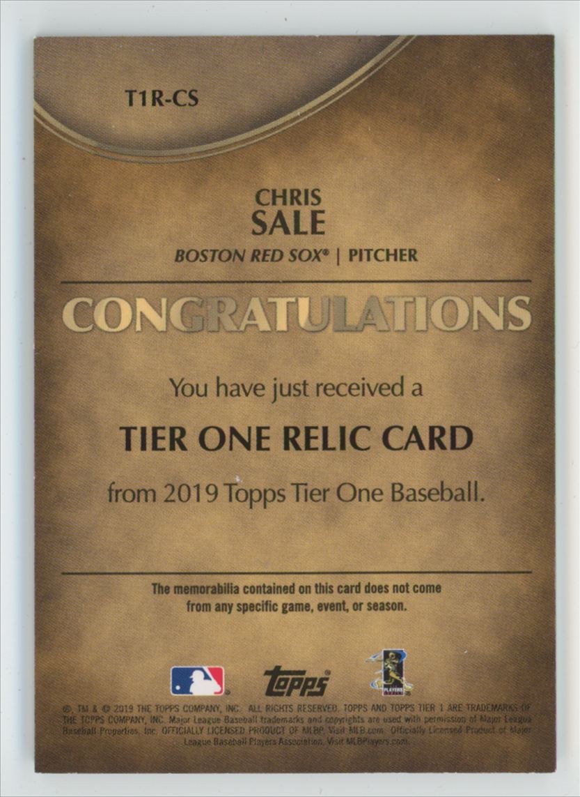Chris Sale 2019 Topps Tier One Relics /375 Jersey #T1R-CS Boston Red Sox