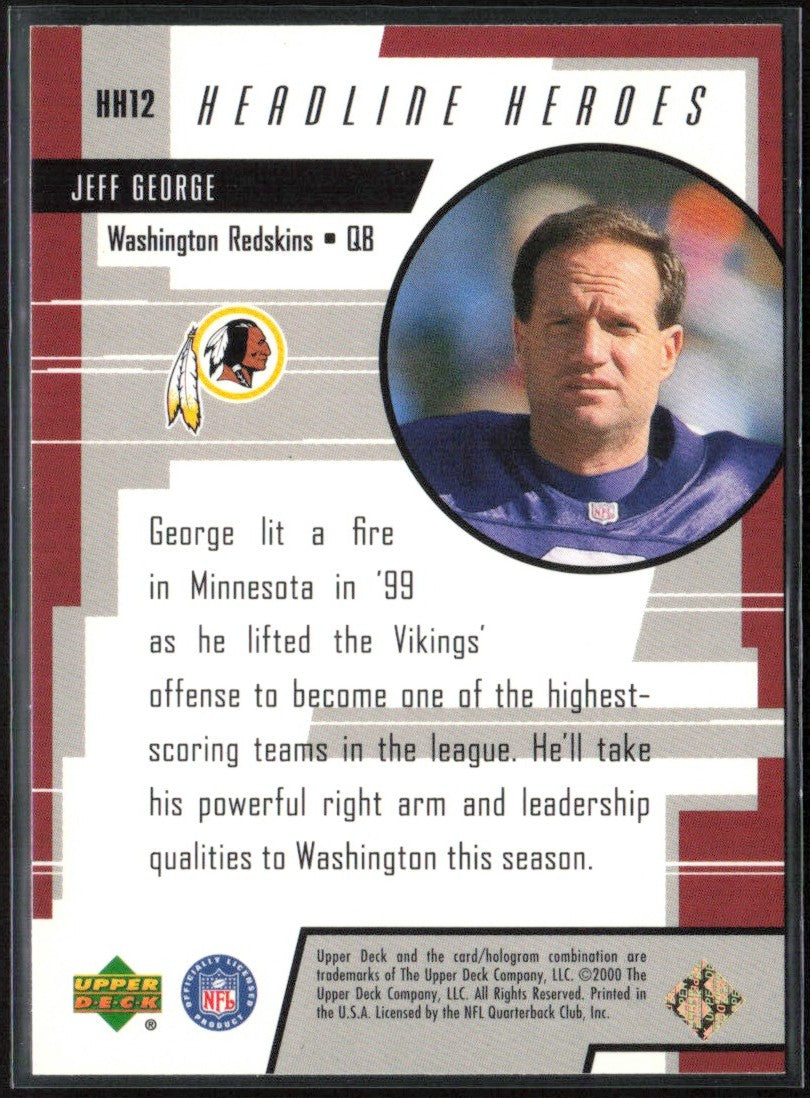 Jeff George 2000 Upper Deck Headline Heroes #HH12 Washington Redskins