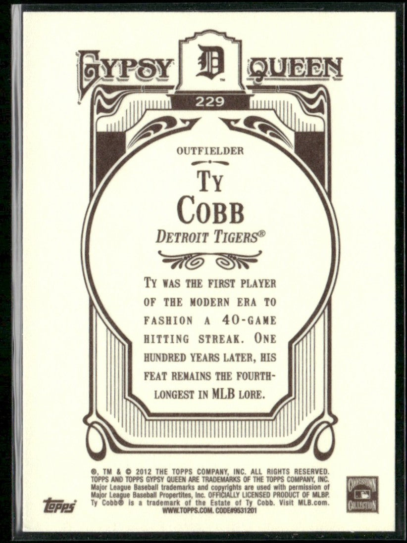 Ty Cobb 2012 Topps Gypsy Queen #229 Detroit Tigers