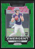 J.J. McCarthy 2024 Panini Prizm Emergent Green RC #19 Minnesota Vikings