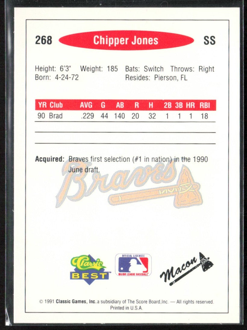 Chipper Jones 1991 Classic Best #268 Macon Braves