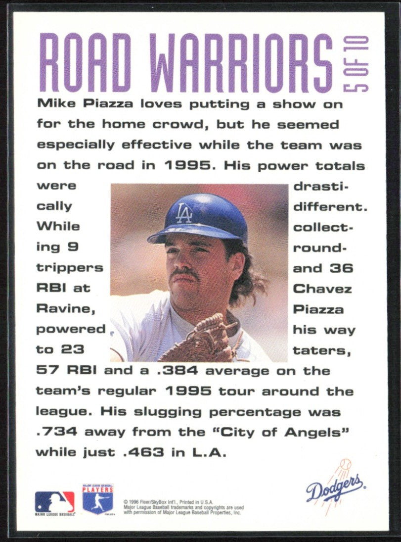 Mike Piazza 1996 Fleer Road Warriors #5 Los Angeles Dodgers