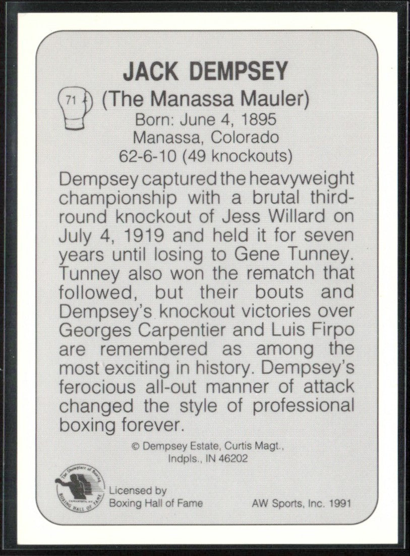 Jack Dempsey 1991 All World #71