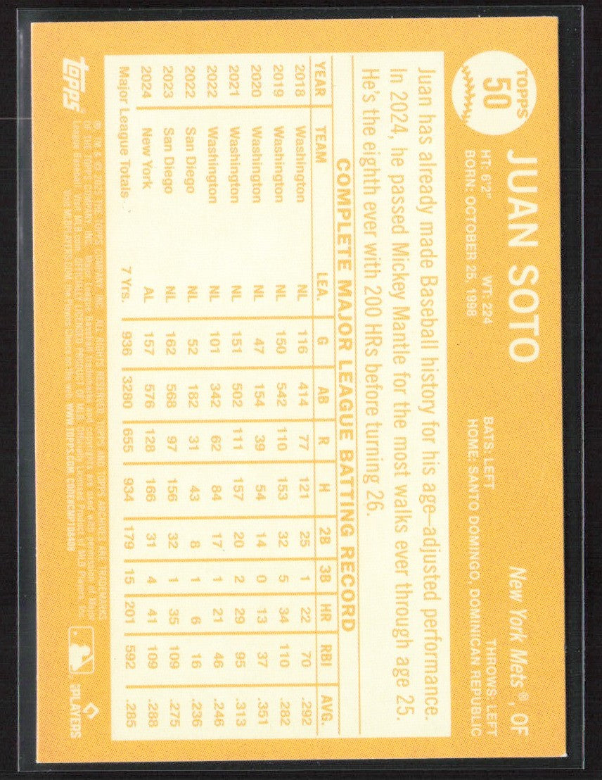 Juan Soto 2025 Topps Archives 1964 Black Foilboard #50 New York Mets