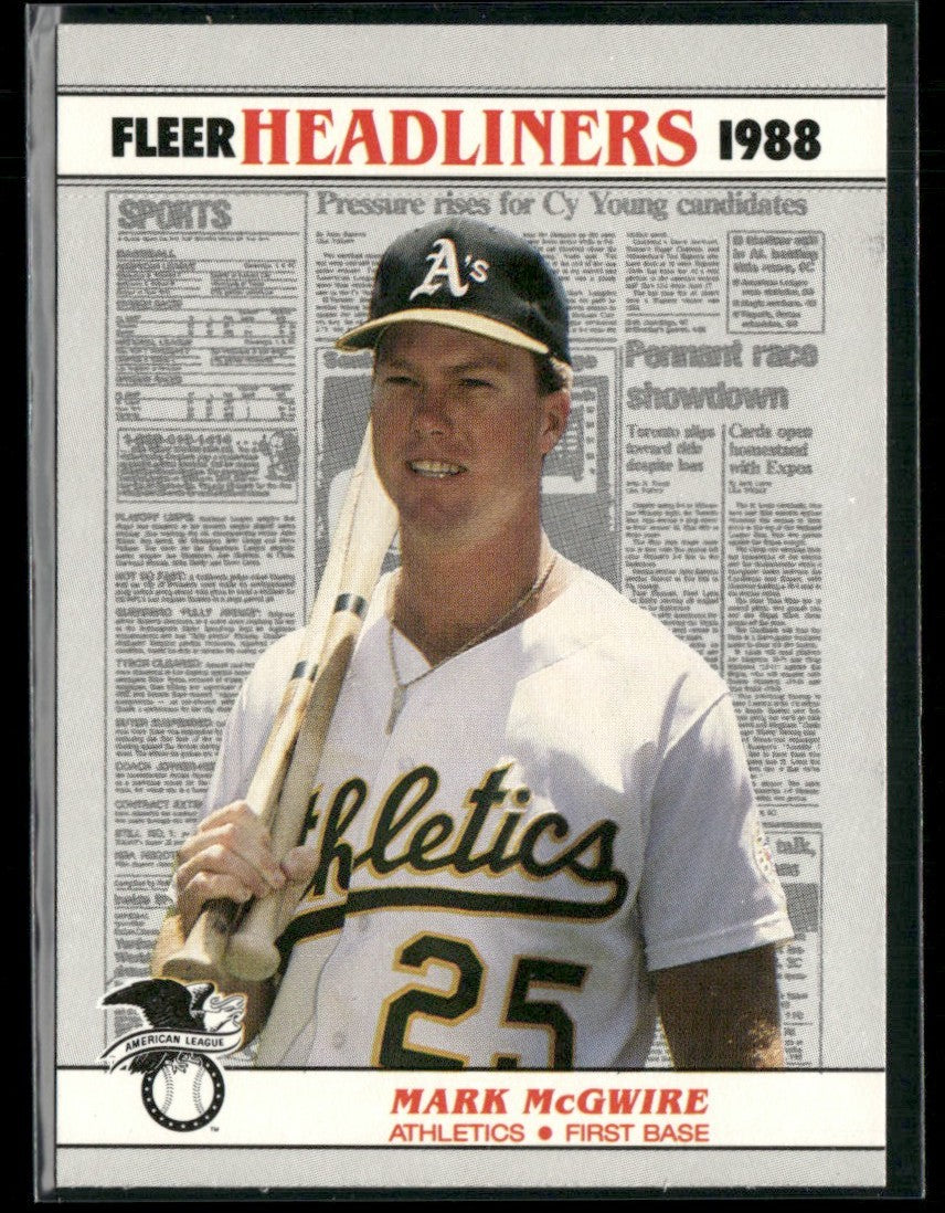 Mark McGwire 1988 Fleer Headliners #2 Oakland Athletics