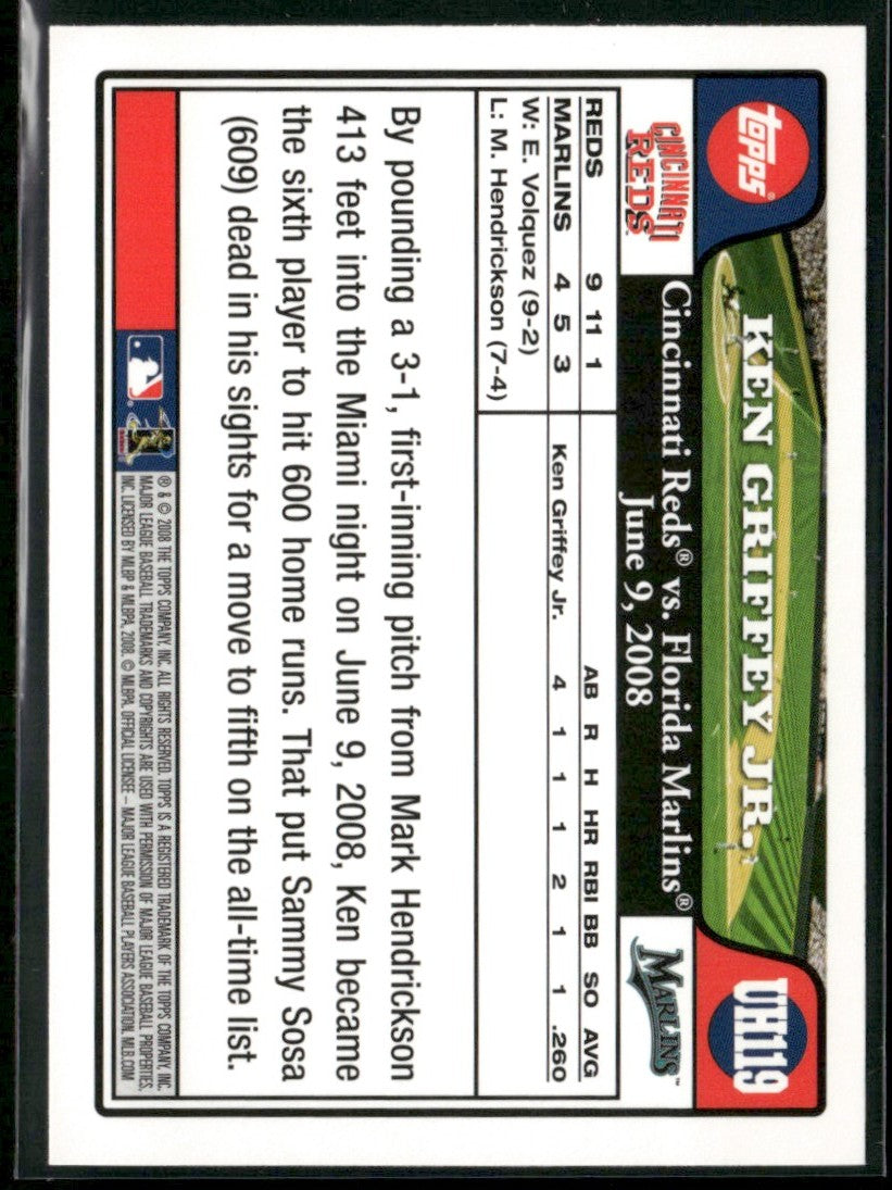 Ken Griffey Jr. 2008 Topps Update Highlights #UH119 Cincinnati Reds