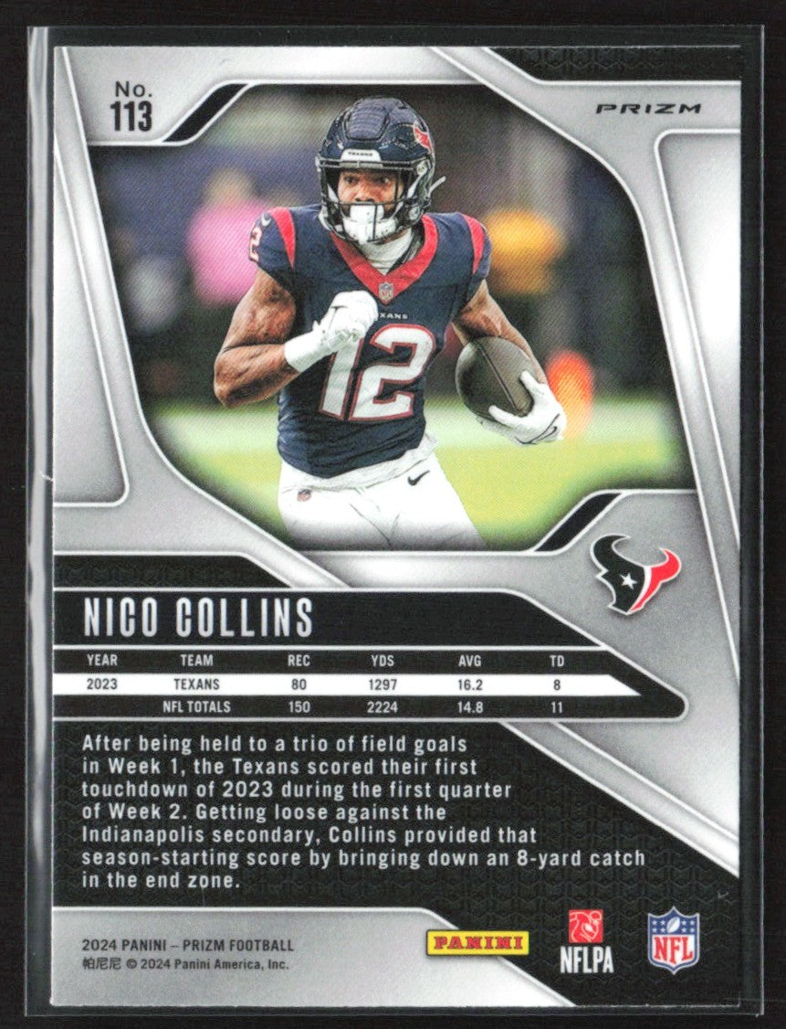 Nico Collins 2024 Panini Prizm Red White & Blue #113 Houston Texans