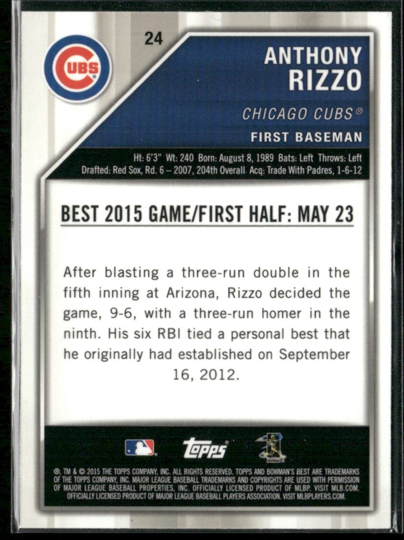 Anthony Rizzo 2015 Bowman's Best Refractor #24 Chicago Cubs