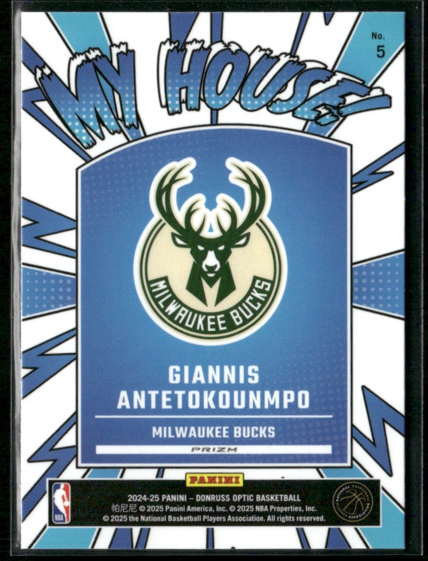 Giannis Antetokounmpo 2024 Donruss Optic My House Holo Silver Prizm #5
