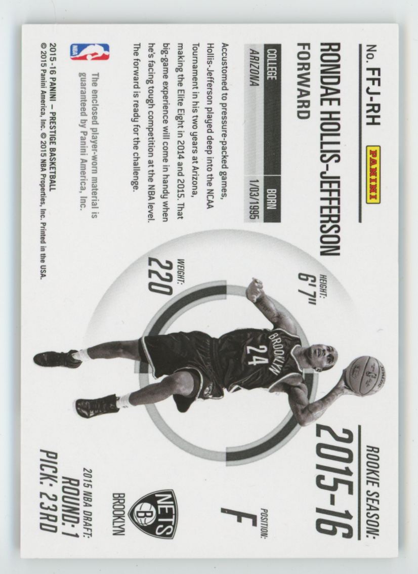 Rondae Hollis-Jefferson 2015 Panini Prestige Freshman Fabrics RC Jersey #ND-RHJ