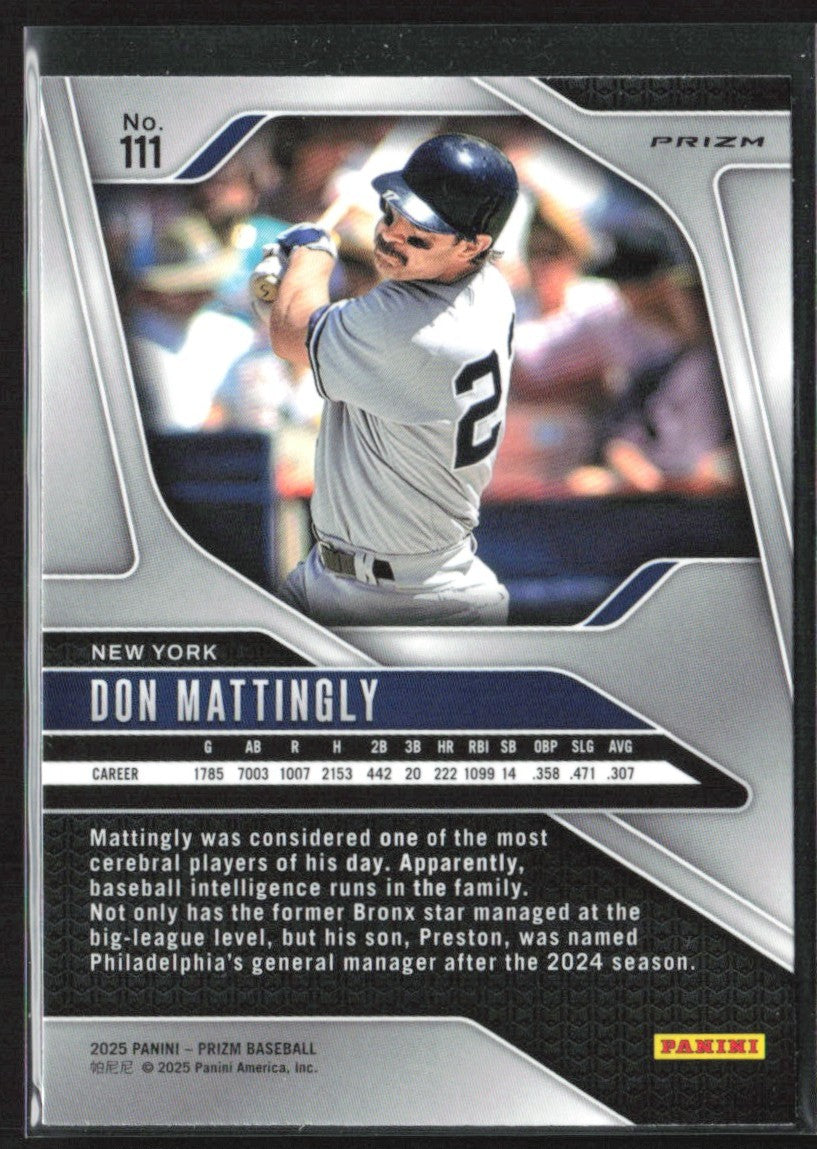 Don Mattingly 2025 Panini Prizm Blue Ice #111 New York Yankees