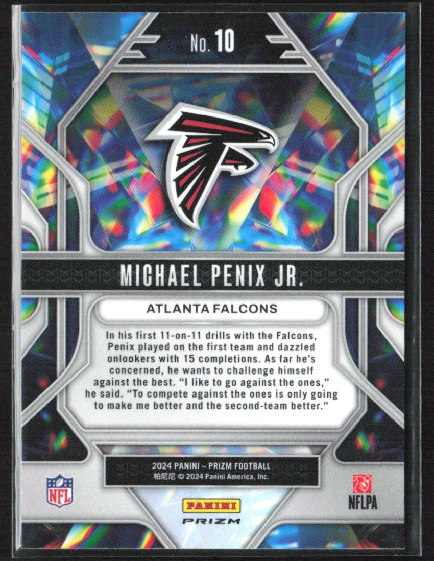 Michael Penix Jr. 2024 Panini Prizm Prizmatic Green Wave RC #10 Atlanta Falcons