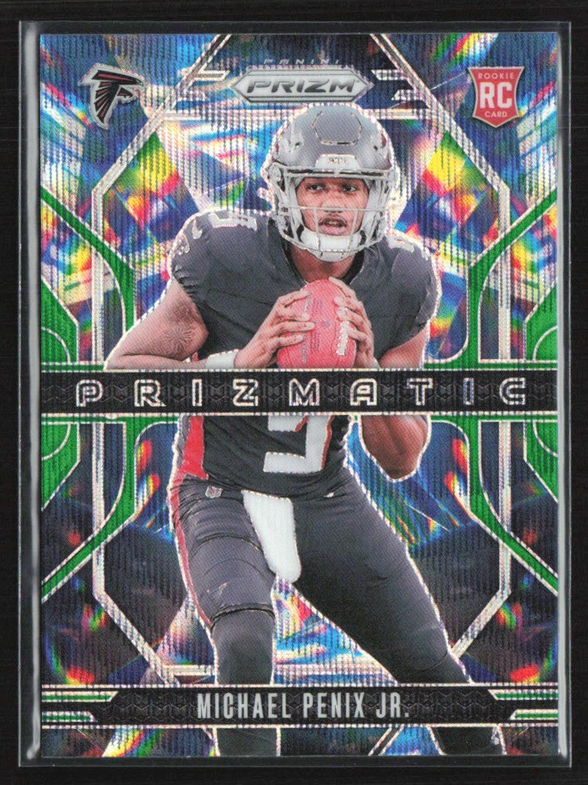 Michael Penix Jr. 2024 Panini Prizm Prizmatic Green Wave RC #10 Atlanta Falcons