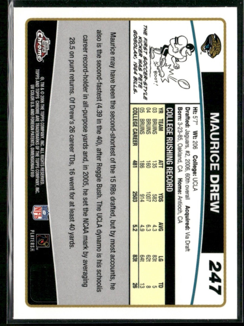 Maurice Drew 2006 Topps Chrome #247 Jacksonville Jaguars