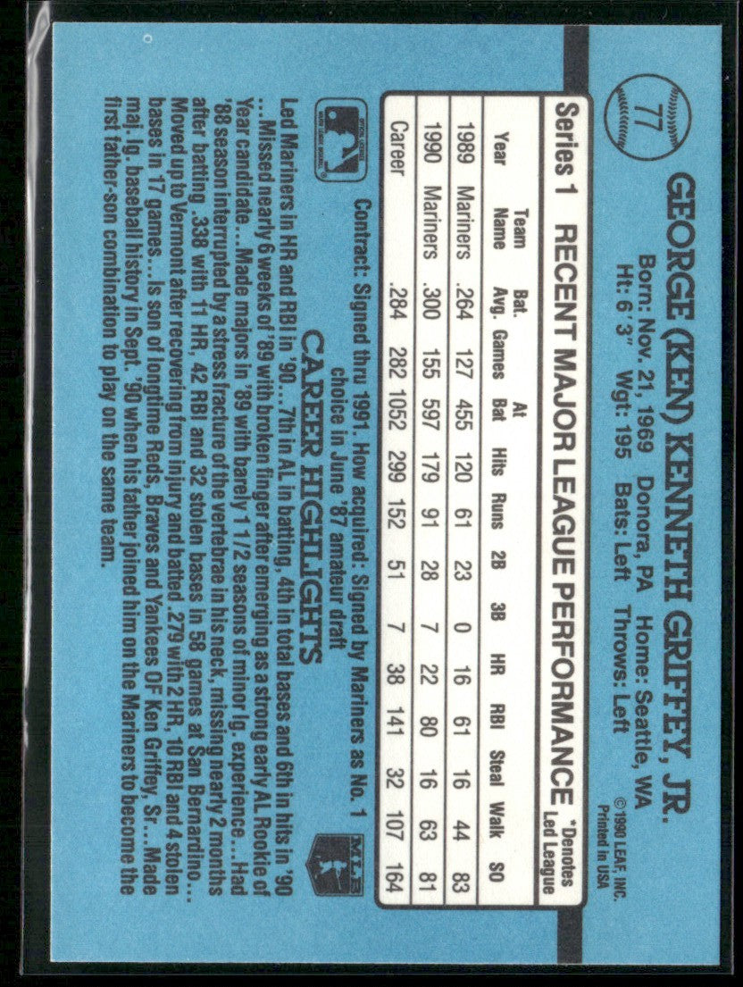Ken Griffey Jr. 1991 Donruss #77 Seattle Mariners