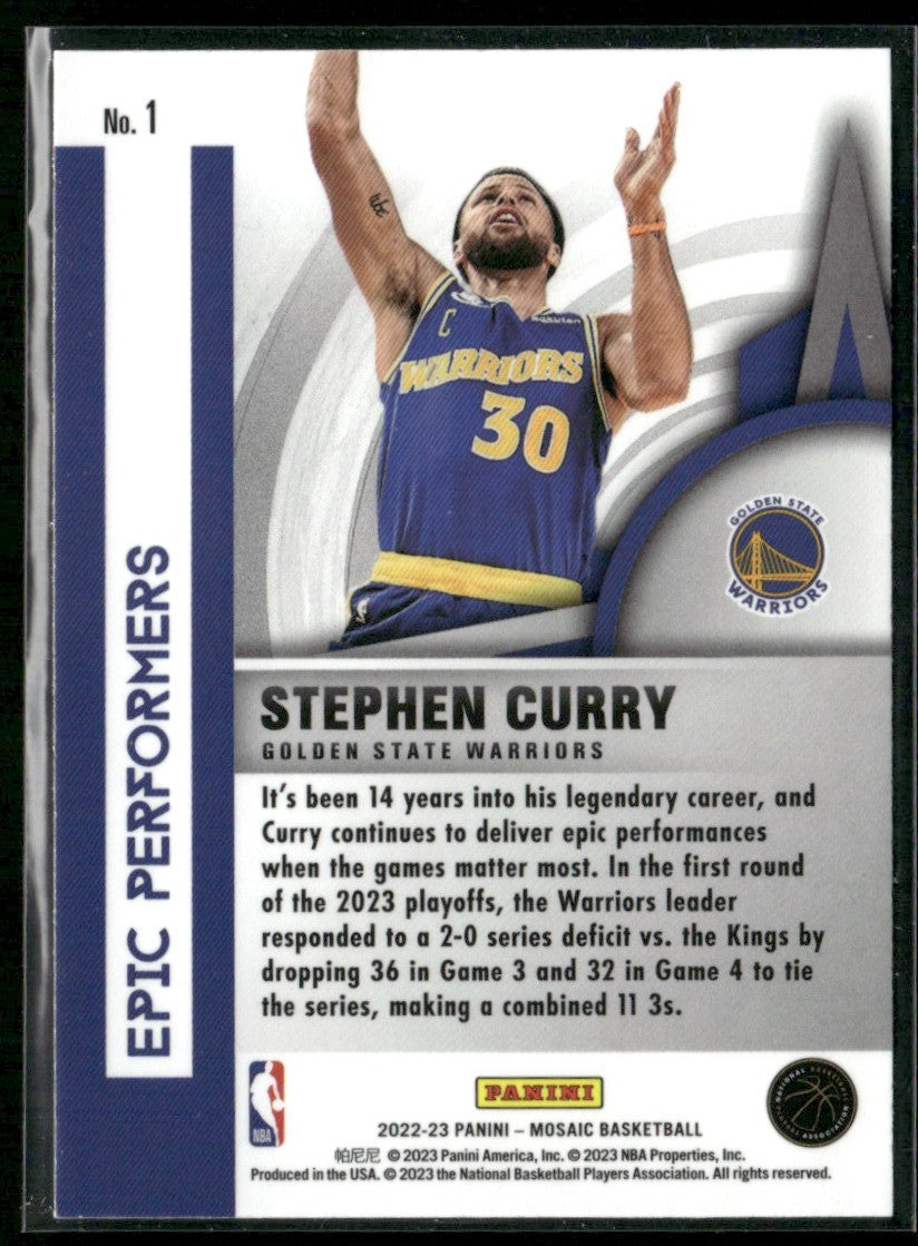 Stephen Curry 2023 Panini Mosaic Epic Performers #1 Golden State Warriors