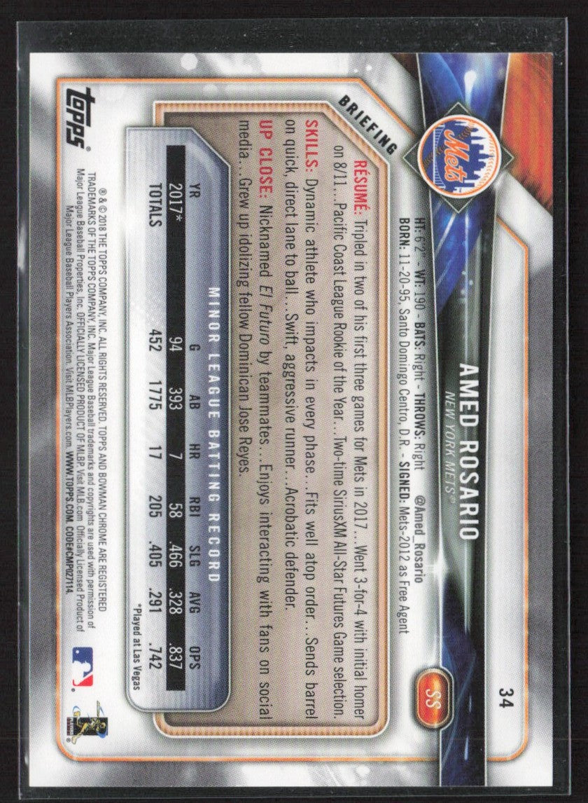 Amed Rosario 2018 Bowman Green RC /99 #34 New York Mets