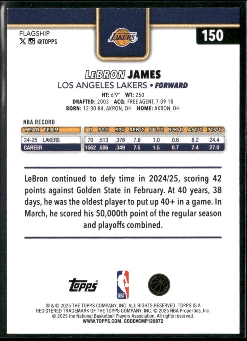 LeBron James 2025 Topps #150 Los Angeles Lakers