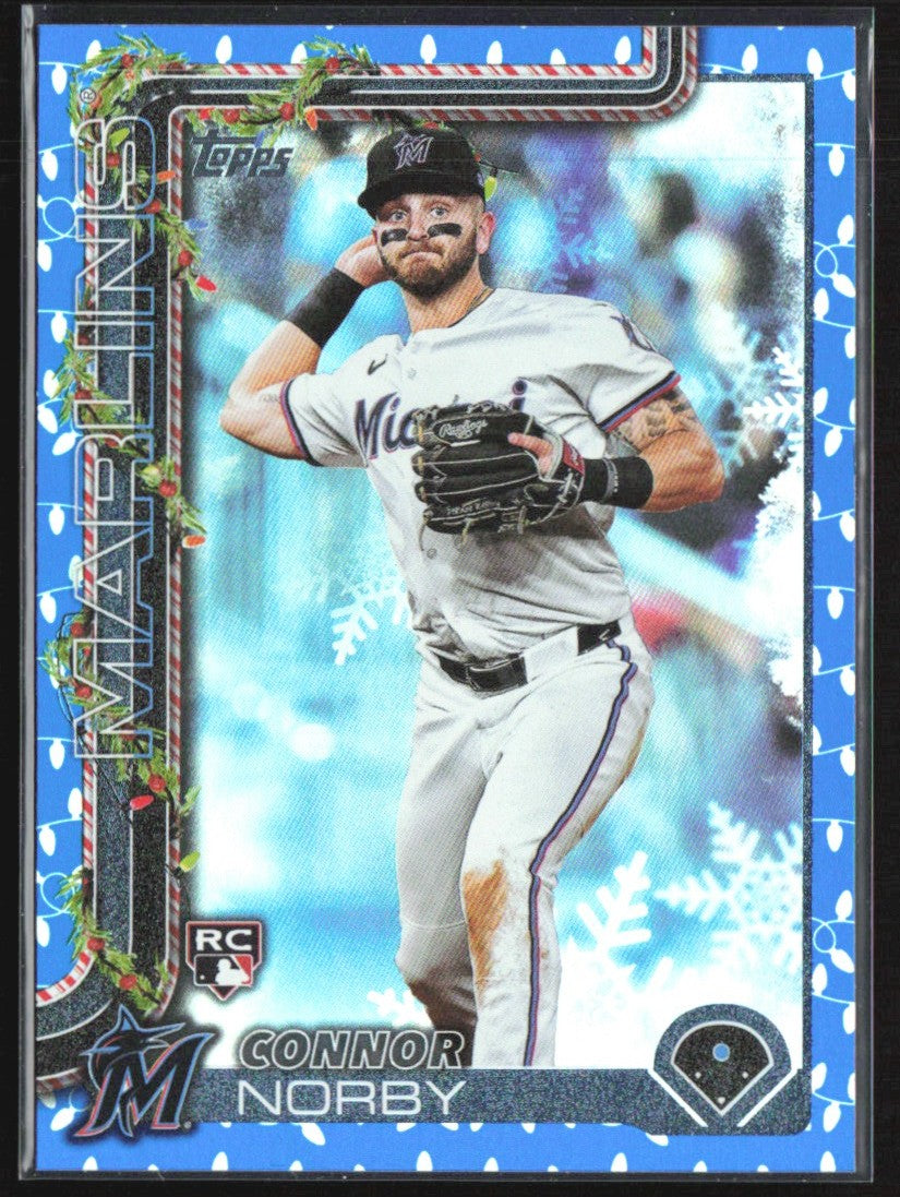 Connor Norby 2025 Topps Holiday Blue Holiday Lights RC #H72 Miami Marlins