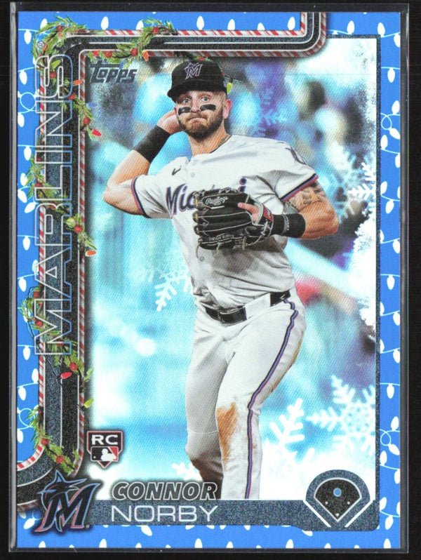 Connor Norby 2025 Topps Holiday Blue Holiday Lights RC #H72 Miami Marlins