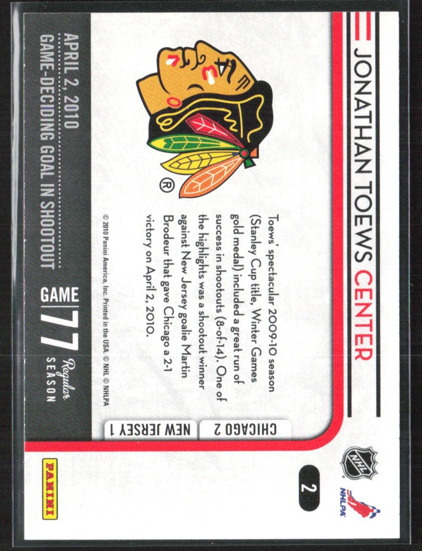 Jonathan Toews 2010 Score Sudden Death #2 Chicago Blackhawks