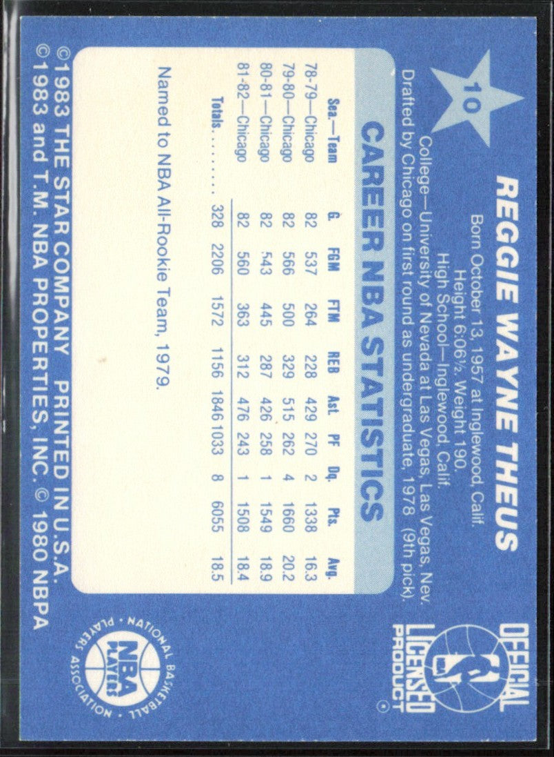 Reggie Theus 1983 Star All-Star Game #10 Chicago Bulls