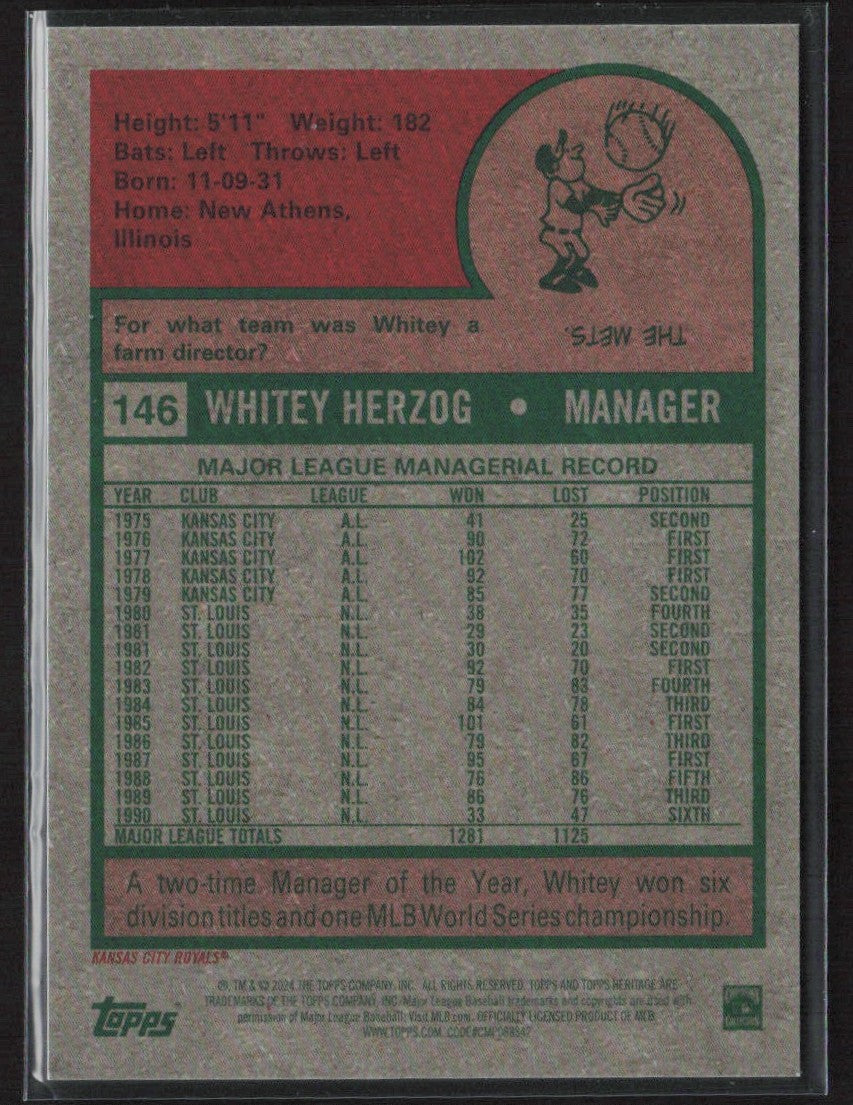 Whitey Herzog 2024 Topps Heritage High Number Chrome /699 #146